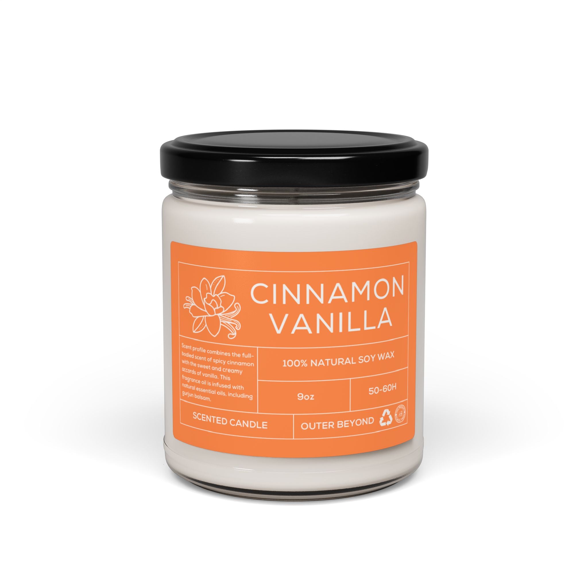 Cinnamon Vanilla Scented Soy Candle - 9oz