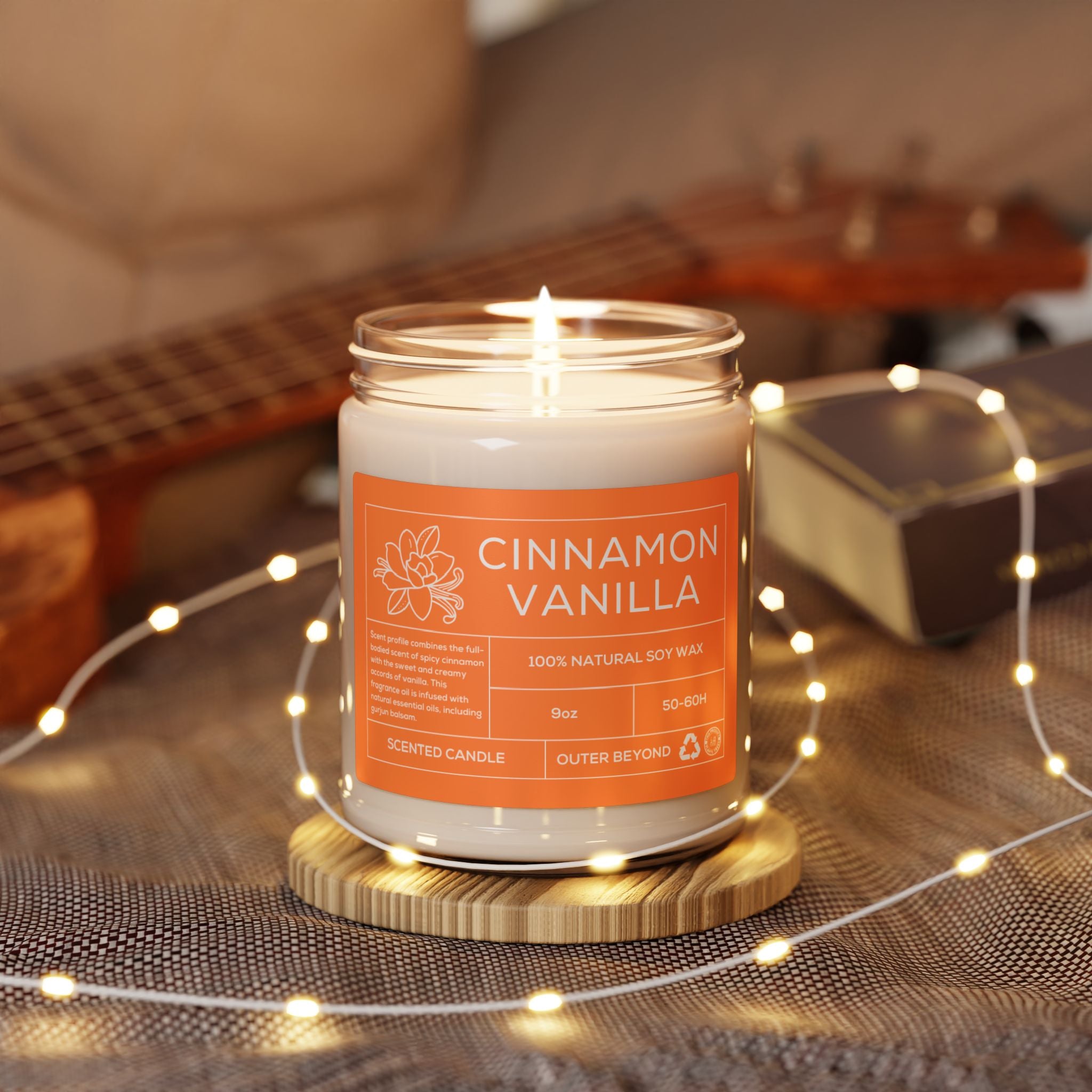 Cinnamon Vanilla Scented Soy Candle - 9oz